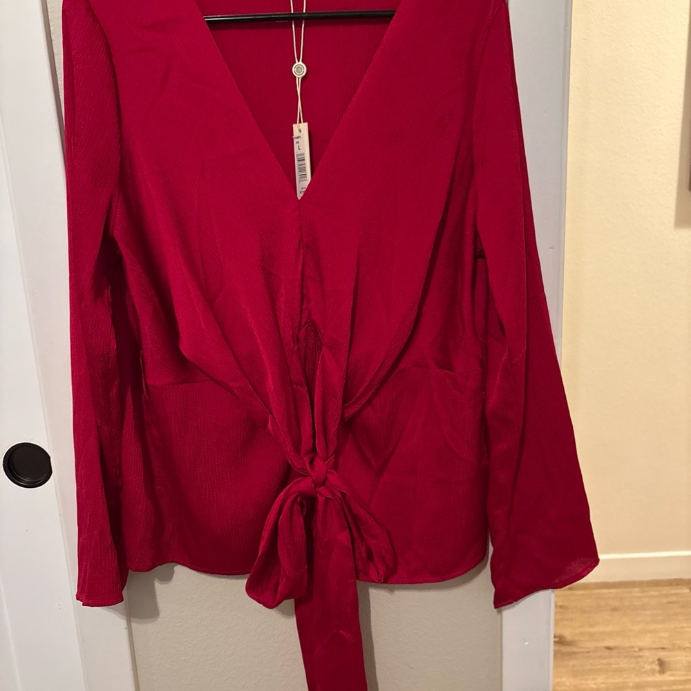 New! Max Studio Vibrant Red Blouse with Tie Front new with tag!